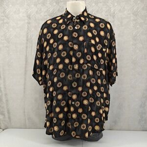 Cafe Shirt Mens Size 2XL XXL Black Red Yellow Medallion Rayon Styled in Italy